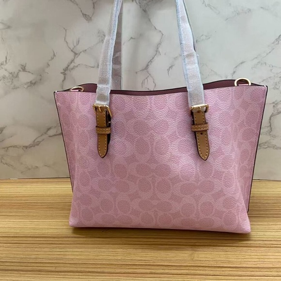 🍥COACH Mollie Tote Bag 25 In Signature Powder Pink - Picture 8 of 9